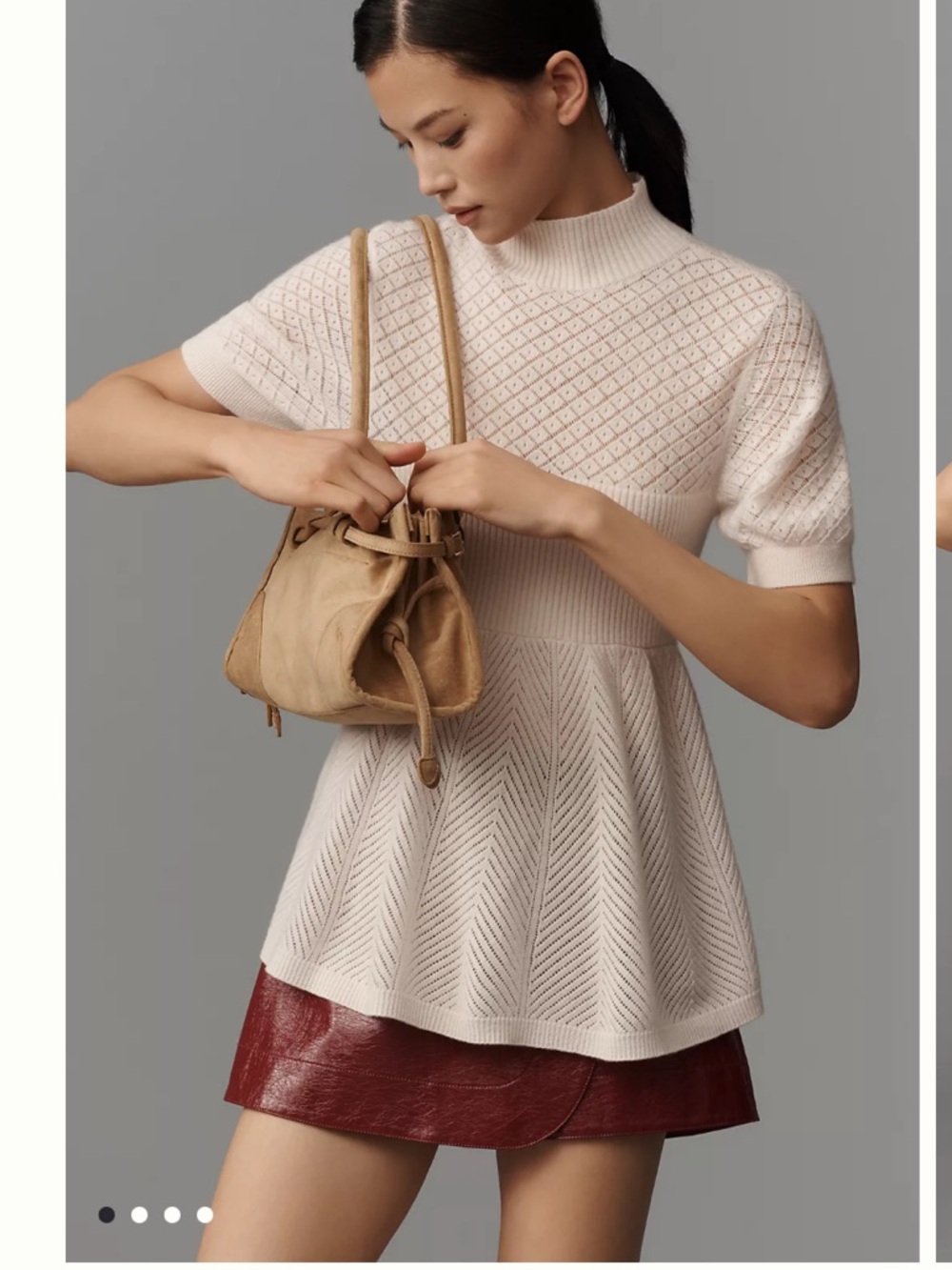 Anthropologie Mock Nexk Cashmere Blend Sweater Tee - Picture 5 of 7